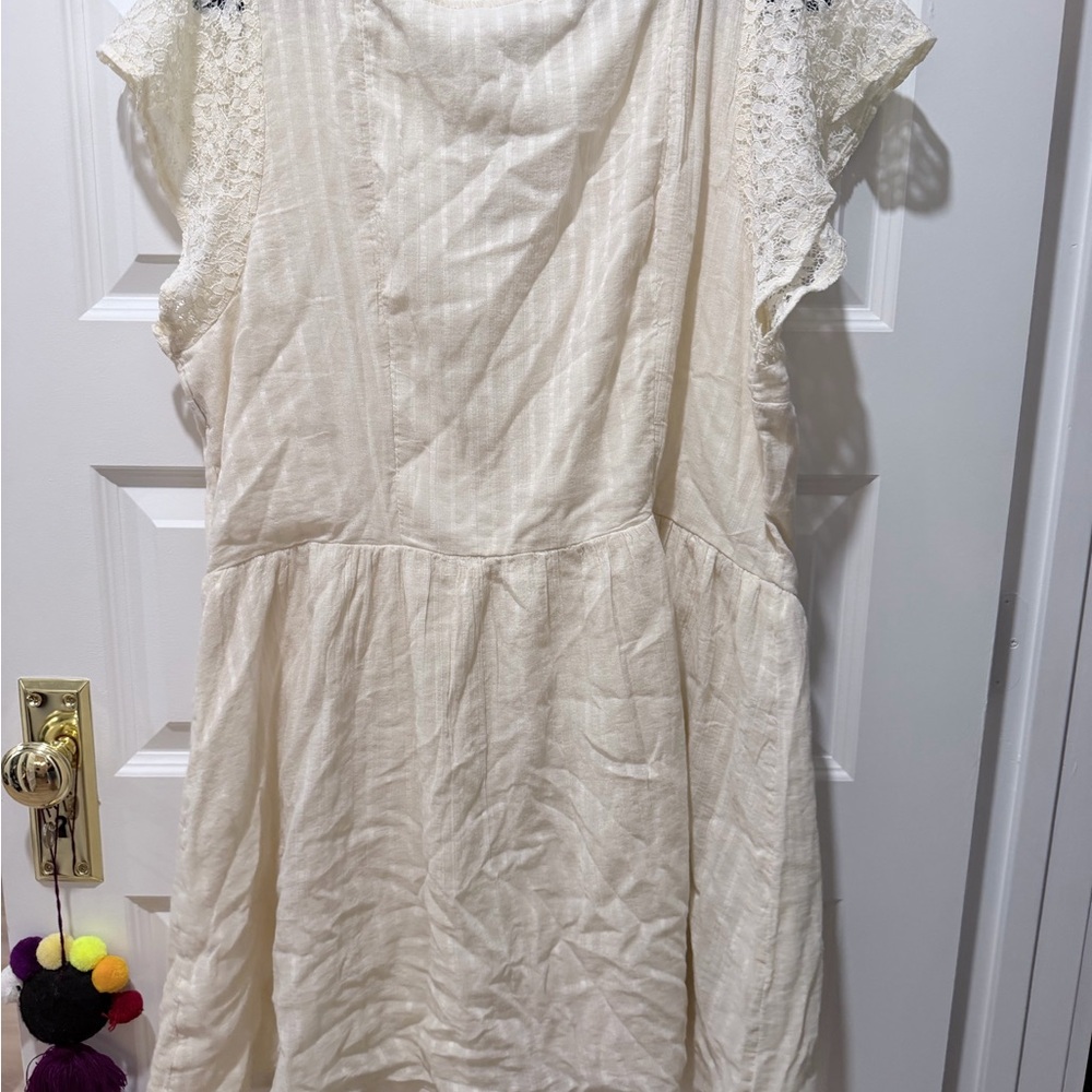 NWT AE Lace Inset Mini Dress White - Picture 6 of 7